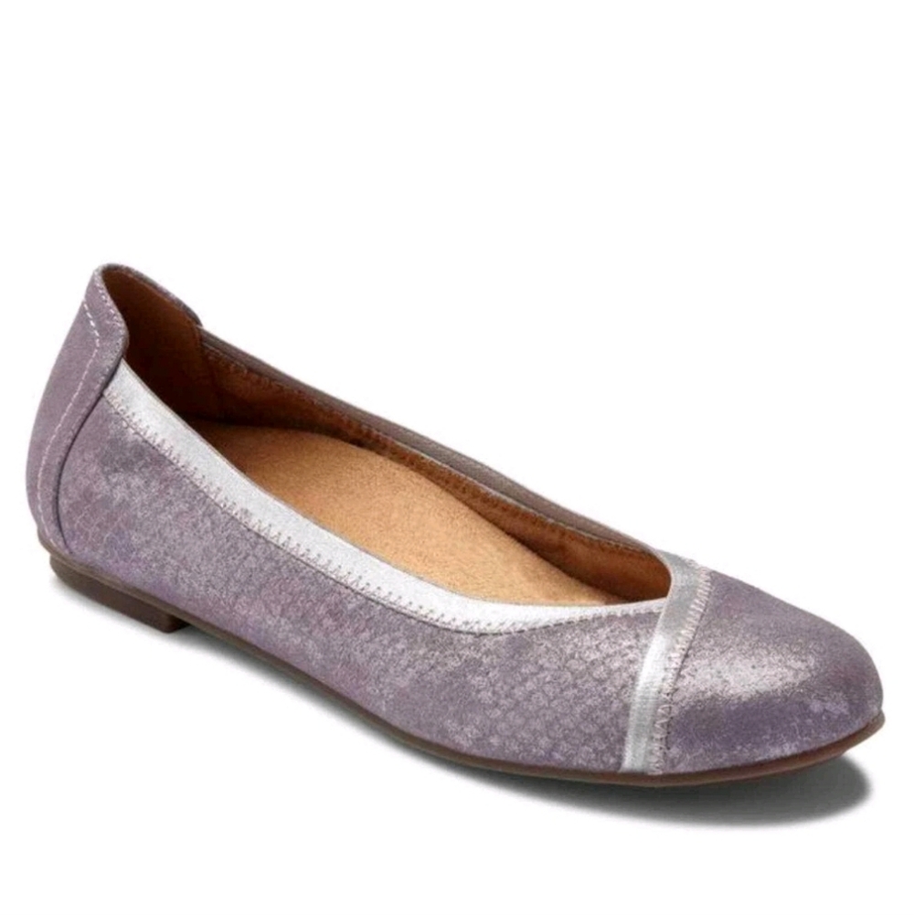 Vionic Spark Caroll Women's Leather Snakeskin Metallic Slip-On Ballet Flats